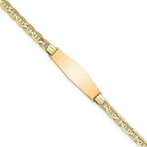 14k Yellow Gold Soft Diamond Shape Anchor Link Id Bracelet